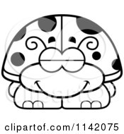 Cartoon Clipart Of A Black And White Sleeping Ladybug Vector Outlined Coloring Page