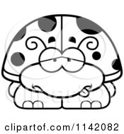 Cartoon Clipart Of A Black And White Sick Ladybug Vector Outlined Coloring Page