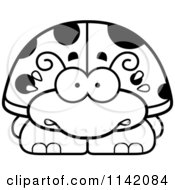 Cartoon Clipart Of A Black And White Scared Ladybug Vector Outlined Coloring Page