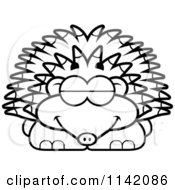 Cartoon Clipart Of A Black And White Sleeping Hedgehog Vector Outlined Coloring Page