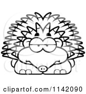 Cartoon Clipart Of A Black And White Bored Hedgehog Vector Outlined Coloring Page by Cory Thoman
