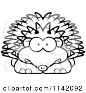 Cartoon Clipart Of A Black And White Scared Hedgehog Vector Outlined Coloring Page by Cory Thoman