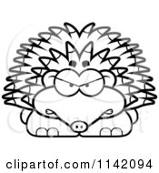 Cartoon Clipart Of A Black And White Angry Hedgehog Vector Outlined Coloring Page by Cory Thoman