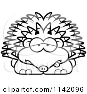 Cartoon Clipart Of A Black And White Sick Hedgehog Vector Outlined Coloring Page by Cory Thoman