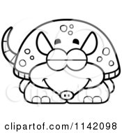 Cartoon Clipart Of A Black And White Sleeping Armadillo Vector Outlined Coloring Page