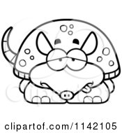 Cartoon Clipart Of A Black And White Sick Armadillo Vector Outlined Coloring Page by Cory Thoman