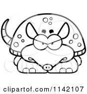 Cartoon Clipart Of A Black And White Angry Armadillo Vector Outlined Coloring Page by Cory Thoman