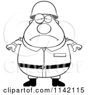 Poster, Art Print Of Black And White Depressed Chubby Army Man