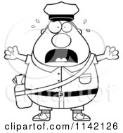 Poster, Art Print Of Black And White Stressed Chubby Mail Man Postal Worker