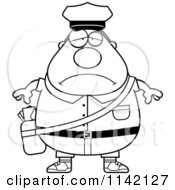 Poster, Art Print Of Black And White Depressed Chubby Mail Man Postal Worker