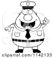 Poster, Art Print Of Black And White Chubby Police Man With An Idea