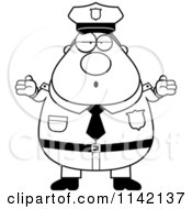 Poster, Art Print Of Black And White Careless Shrugging Chubby Police Man