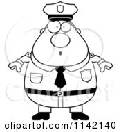 Poster, Art Print Of Black And White Surprised Chubby Police Man