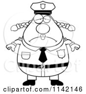Poster, Art Print Of Black And White Depressed Chubby Police Woman