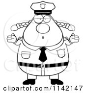 Poster, Art Print Of Black And White Shrugging Careless Chubby Police Woman