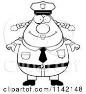 Poster, Art Print Of Black And White Happy Chubby Police Woman