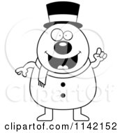 Poster, Art Print Of Black And White Pudgy Snowman With An Idea