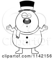 Poster, Art Print Of Black And White Shrugging Careless Pudgy Snowman