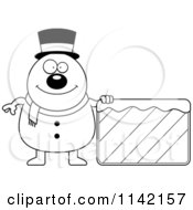 Poster, Art Print Of Black And White Pudgy Snowman With An Ice Sign