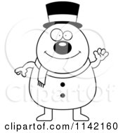 Poster, Art Print Of Black And White Waving Pudgy Snowman