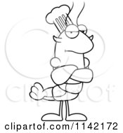 Cartoon Clipart Of A Black And White Grumpy Chef Lobster Or Crawdad Mascot Character Vector Outlined Coloring Page by Cory Thoman