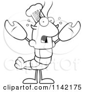 Black And White Scared Chef Lobster Or Crawdad Mascot Character