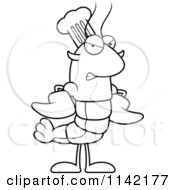 Black And White Mad Chef Lobster Or Crawdad Mascot Character