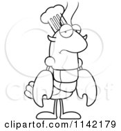 Black And White Depressed Chef Lobster Or Crawdad Mascot Character