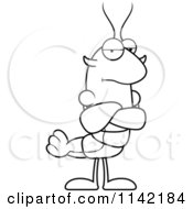 Cartoon Clipart Of A Black And White Grumpy Lobster Or Crawdad Mascot Character Vector Outlined Coloring Page