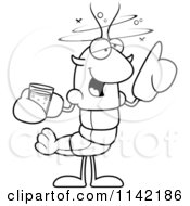 Poster, Art Print Of Black And White Drunk Lobster Or Crawdad Mascot Character