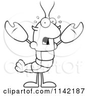 Poster, Art Print Of Black And White Scared Lobster Or Crawdad Mascot Character