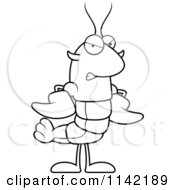 Cartoon Clipart Of A Black And White Mad Lobster Or Crawdad Mascot Character Vector Outlined Coloring Page