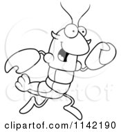 Poster, Art Print Of Black And White Running Lobster Or Crawdad Mascot Character