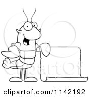 Poster, Art Print Of Black And White Lobster Or Crawdad Mascot Character Holding A Sign