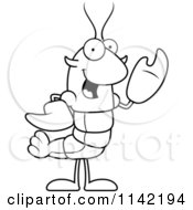 Poster, Art Print Of Black And White Waving Lobster Or Crawdad Mascot Character