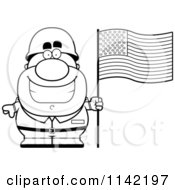 Black And White Male Army Soldier With An American Flag