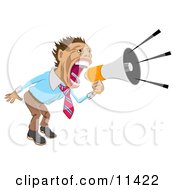 Businessman Screaming Into A Megaphone Clipart Illustration