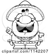 Cartoon Clipart Of A Black And White Hispanic Bandit With An Idea Vector Outlined Coloring Page