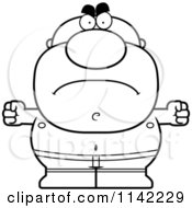 Cartoon Clipart Of A Black And White Angry Pudgy Male Swimmer Vector Outlined Coloring Page