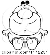 Poster, Art Print Of Black And White Sitting Pudgy Male Swimmer