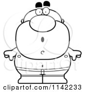Cartoon Clipart Of A Black And White Surprised Pudgy Male Swimmer Vector Outlined Coloring Page