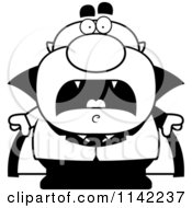 Cartoon Clipart Of A Black And White Scared Pudgy Vampire Vector Outlined Coloring Page