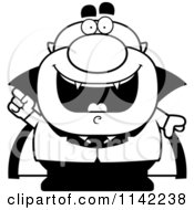 Cartoon Clipart Of A Black And White Pudgy Vampire With An Idea Vector Outlined Coloring Page