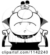 Cartoon Clipart Of A Black And White Depressed Pudgy Vampire Vector Outlined Coloring Page