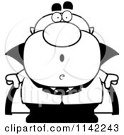Cartoon Clipart Of A Black And White Surprised Pudgy Vampire Vector Outlined Coloring Page