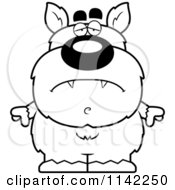 Cartoon Clipart Of A Black And White Depressed Pudgy Werewolf Vector Outlined Coloring Page