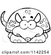 Cartoon Clipart Of A Black And White Scared Armadillo Vector Outlined Coloring Page by Cory Thoman