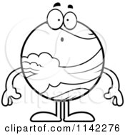 Cartoon Clipart Of A Black And White Surprised Planet Venus Vector Outlined Coloring Page
