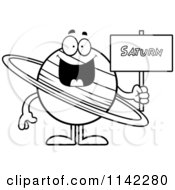 Poster, Art Print Of Black And White Planet Saturn Holding A Sign
