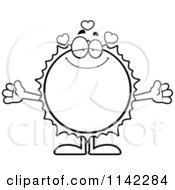 Cartoon Clipart Of A Black And White Loving Sun Vector Outlined Coloring Page